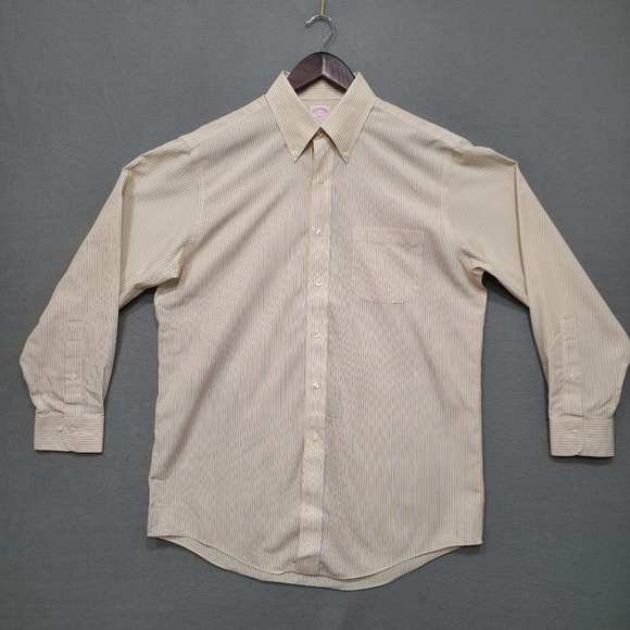 Brooks Brothers 346 Men's Yellow Long Sleeve Non-Iron Dress Shirt Size 15.5-2/3‎ - Picture 1 of 6
